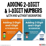 2 Digit by 1 Digit Addition Worksheets With, Without Regro