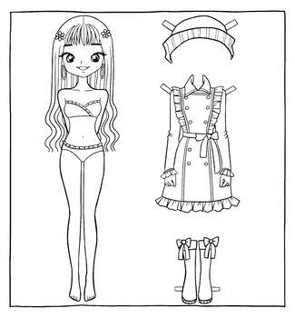 Coloring Doll Dress Up Drawing Cartoons Doodle Kawaii Anime Cute