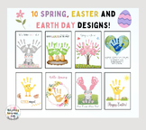 10 Spring Themed Handprint Art Craft Printable Templates /