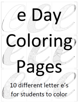 Preview of e-Day Coloring Letter e
