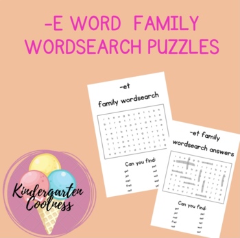 Preview of e word families wordsearch puzzle pack