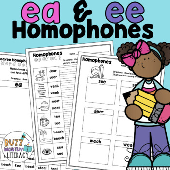 Preview of ea and ee Homophones Word Sort and worksheets