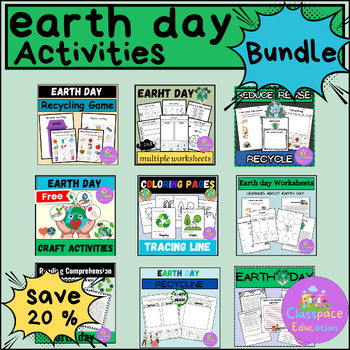 Preview of earth day Activities Bundle,recycling Worksheets,Printable Packet