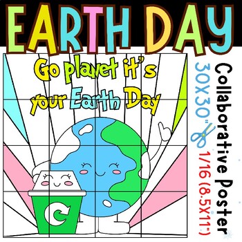 Preview of earth day Collaborative coloring Poster Project: Go Planet, It's Your Earth Day!