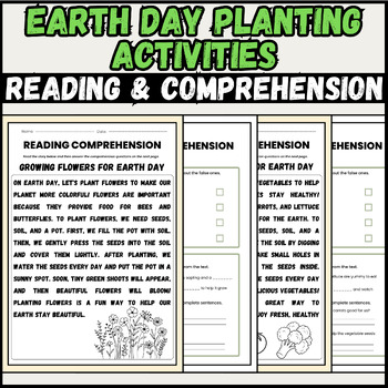 Preview of earth day Reading Comprehension Passages | 1st to 3rd grade students