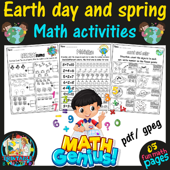 Preview of earth day math activities for 1st Grade - spring Printables for 1st Grade