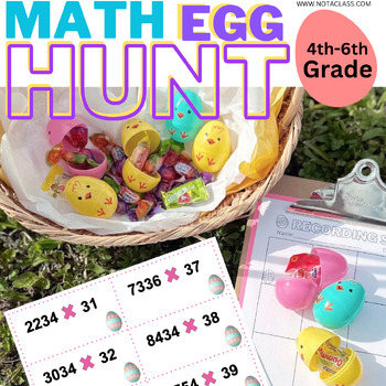 Preview of easter egg hunt math activity & game | multiplying by two digit numbers - BUNDLE