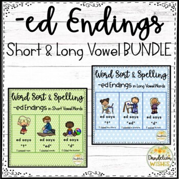 Preview of ed Endings with Short AND Long Vowels Word Sort and Spelling BUNDLE