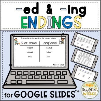 Preview of ed and ing Endings for Google Slides Inflectional Endings