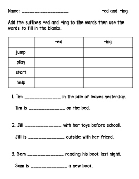 Ed And Ing Worksheets For Grade 1