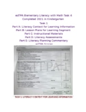edTPA Elementary Literacy with Math Task 4 *2021* K *Completed Task 1
