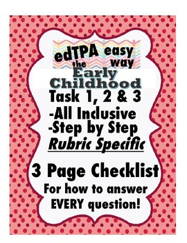 Preview of edTPA Early Childhood Complete Checklist for all 15 Rubrics: Goal Level 3/4