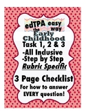 edTPA Early Childhood Complete Checklist for all 15 Rubric