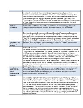 edTPA Elementary Combined - Literacy Lesson Plans - Task 1 Part B, C, D