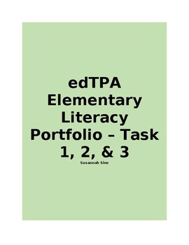 Preview of edTPA Elementary Literacy Portfolio - Task 1, 2, & 3