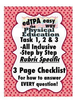 Preview of edTPA Physical Education Complete Checklist for all 15 Rubrics: Goal Level 3/4