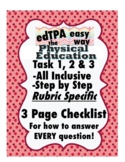 edTPA Physical Education Complete Checklist for all 15 Rub