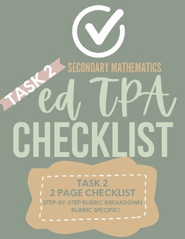 Preview of edTPA Secondary Math Task 2 Complete Checklist