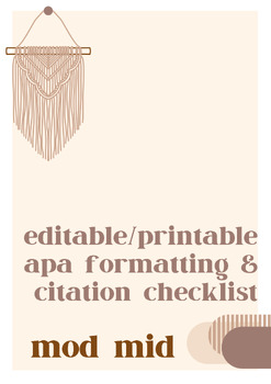 Preview of editable / printable / digital - apa formatting and citation checklist