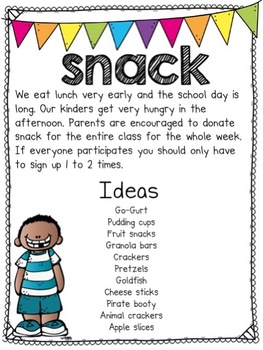 editable snack signup sheet by Welcome to Room 36 | TpT