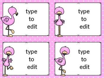 Preview of editable task cards: flamingo theme