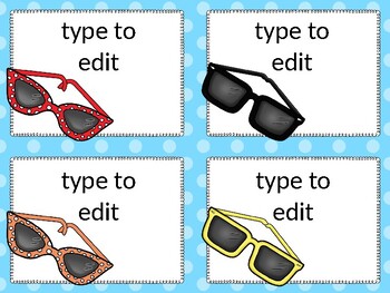 Preview of editable task cards: retro sunglasses theme