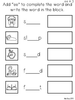 ee Phonics Worksheets by SpraakBorrel | Teachers Pay Teachers