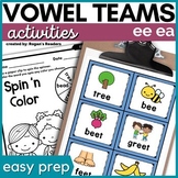 Long e - ee ea Vowel Teams Phonics Activities & No-prep Wo