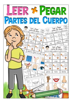 Preview of el CUERPO Cut & Glue (leer & pegar), Spanish body vocabulary worksheets