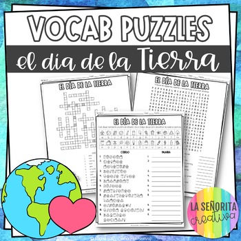 Preview of el Día de la Tierra Vocab Puzzles | Earth Day | Word Search and Crossword