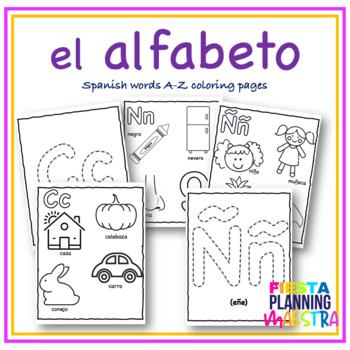 Preview of el alfabeto: Spanish Alphabet A-Z Coloring and Learning Sheets