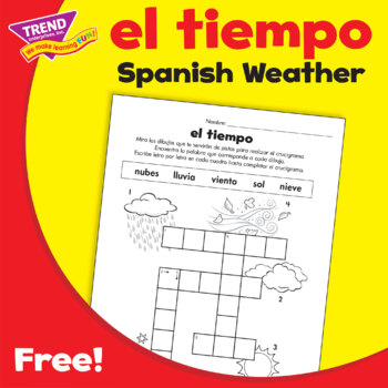 Preview of el tiempo Spanish Weather Crossword FREE Printable
