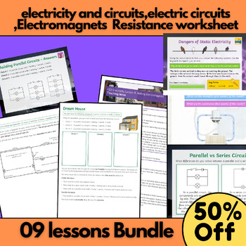 Preview of electricity and circuits,electric circuits ,Electromagnets  Resistance worksheet