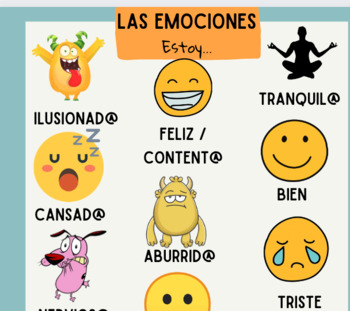 emociones poster visual - Spanish by ProfeEllie | TPT
