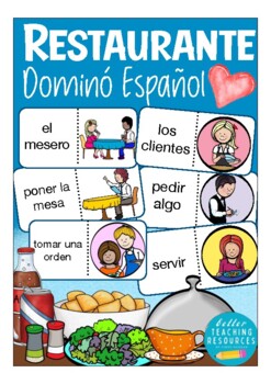 Preview of en el restaurante / la comida - DOMINÓ  - fun Spanish (vocabulary game)