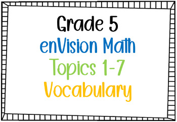 Preview of enEvision Math Topics 1-7 Vocabulary Cards