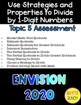Preview of enVision 2020  Grade 4 - Topic 5 Assessment - Dividing by 1-Digit Numbers