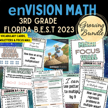 Preview of enVision 3rd Math | Newsletters, FOCUS WALL, Vocabulary| TOPICS 1-7 VOLUME 1