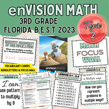 Preview of enVision 3rd Math Florida B.E.S.T | Newsletters | Vocab. | Focus Wall | Topic 2