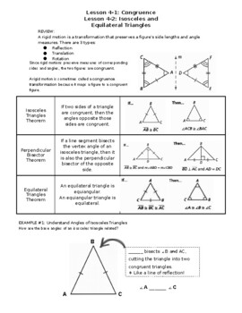 Preview of enVision Geometry Guided Notes 4-1: Congruence & 4-2: Isosceles/Equilateral Tria