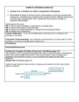 Preview of enVision Lesson 6.2-Grade 4-Continue to Solve Comparison Situations