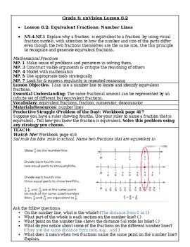 Preview of enVision Lesson 8.2 - Grade 4- Equivalent Fractions: Number Lines