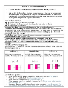 Preview of enVision Lesson 8.3- Grade 4- Generate Equivalent Fractions: Multiplication