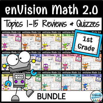 Preview of enVision Math 2.0 | 1st Grade Review and Quiz - BUNDLE