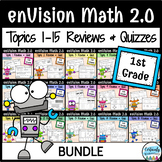 enVision Math 2.0 | 1st Grade Review and Quiz - BUNDLE