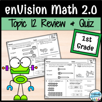 Preview of enVision Math 2.0 | 1st Grade Topic 12: Review and Quiz