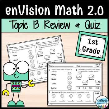 Preview of enVision Math 2.0 | 1st Grade Topic 13: Review and Quiz