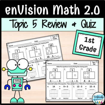Preview of enVision Math 2.0 | 1st Grade Topic 5: Review and Quiz