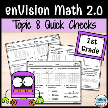 Preview of enVision Math 2.0 | 1st Grade Topic 8: Quick Checks