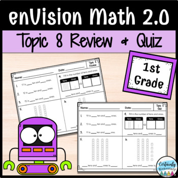Preview of enVision Math 2.0 | 1st Grade Topic 8: Review and Quiz
